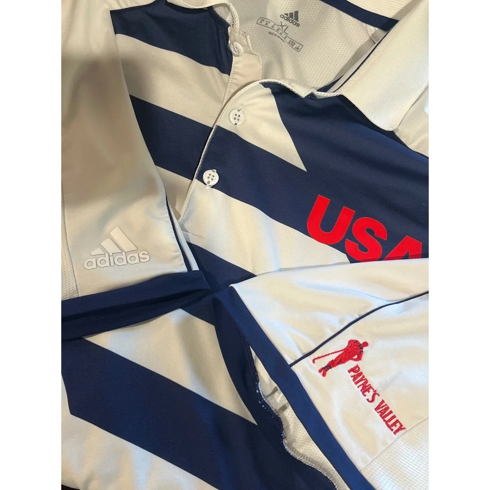 Adidas USA Golf Polo Shirt Mens XL White Navy Payne's Valley Big Cedar Lodge